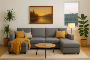 Miia U-vuodekulmasohva harmaa miljöö