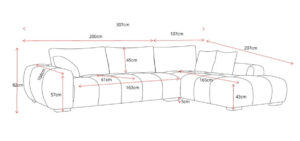 Aada XL divaanisohva mittakuva