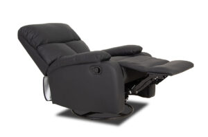 Vegas recliner-mekanismituoli pyörivä musta pu-nahka auki