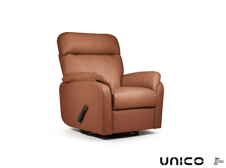 Unico Flamingo recliner-mekanismituoli nahka konjakki